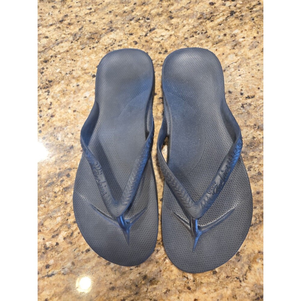 Archies Unisex Arch Support Flip Flops Black - Mens US 10, Womens US 11